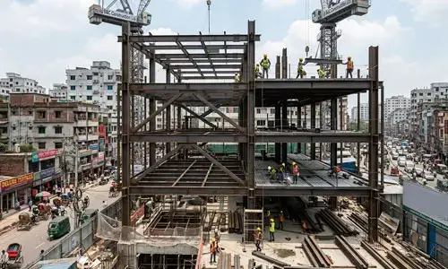 Commercial building steel frame construction