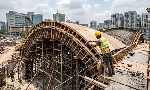 Curved formwork setup