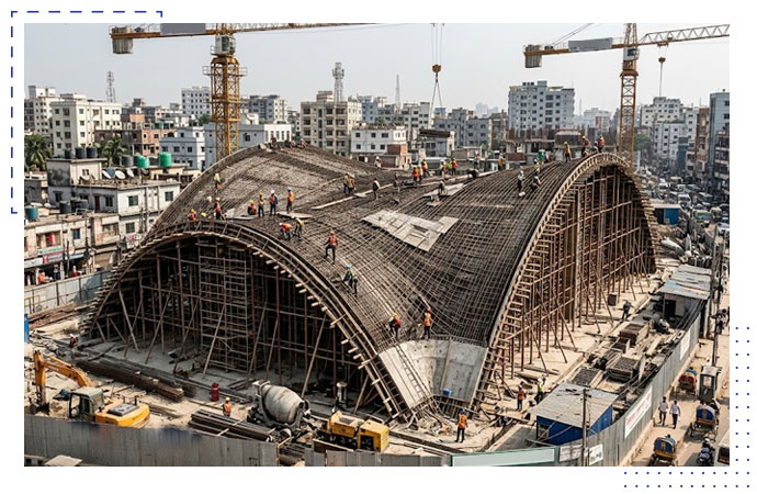 Shell structure construction in Bangladesh