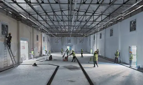 Warehouse structural steel framing