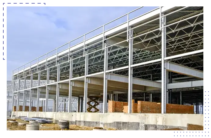 What is steel-framed building construction?